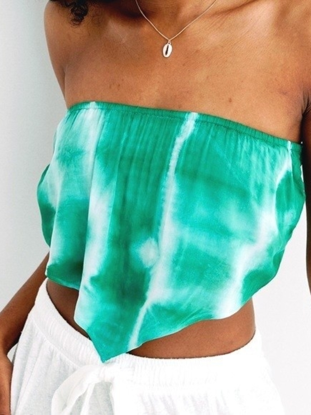 Aerie Green White Tie-Dye Handkerchief Scarf Tube Crop Top SMALL